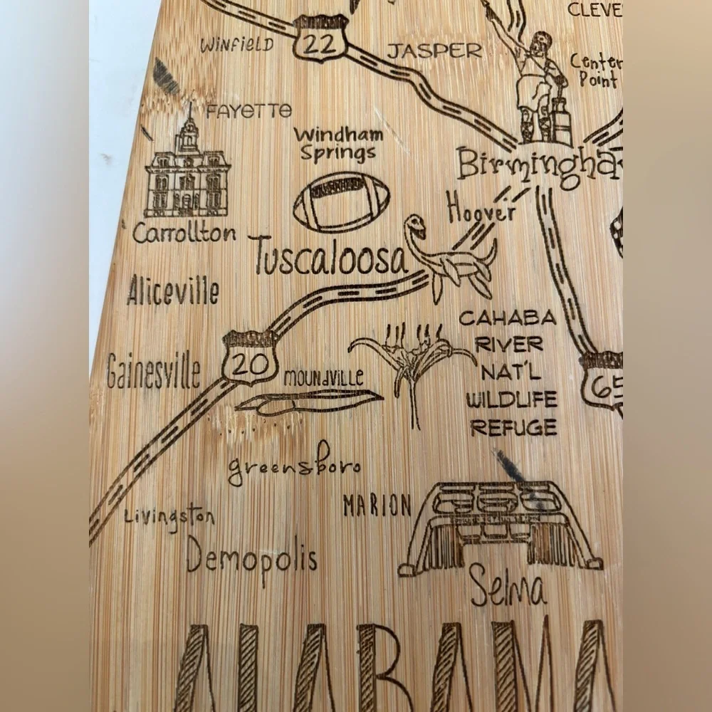 Alabama Landmarks Bamboo Cutting Board